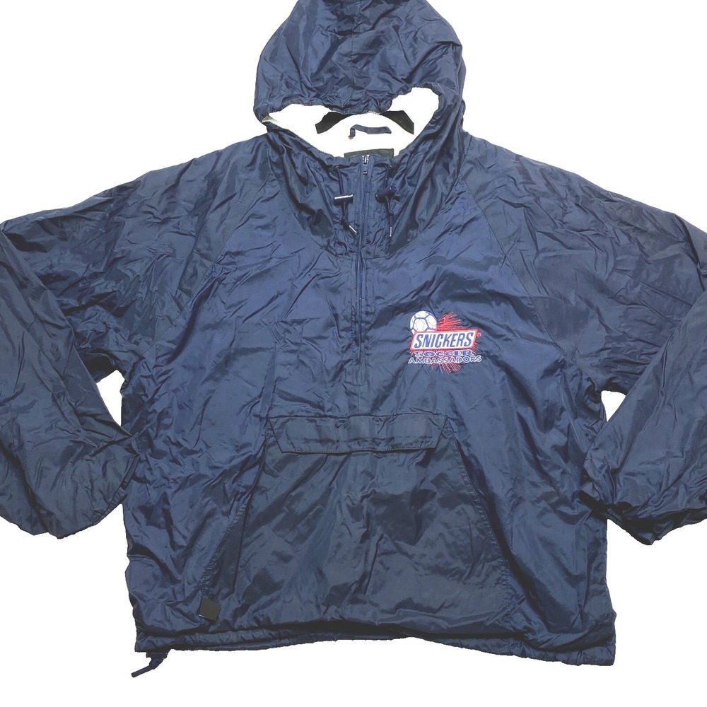 Snickers Jacket Mens XL Blue Candy Bar Soccer Ambassador Windbreaker Y2K